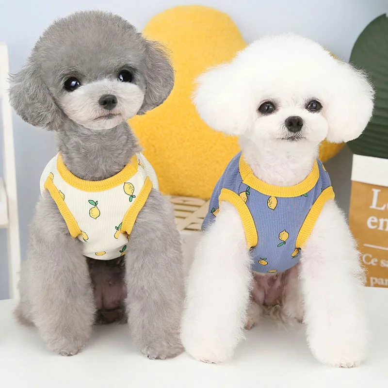 Lemon Pattern Dog Vest Shirt Pet Clothes Summer Dog Tshirt Pullover Costumes Puppy Sleeveless Dog Hoodie Vest For Small Dogs XXL