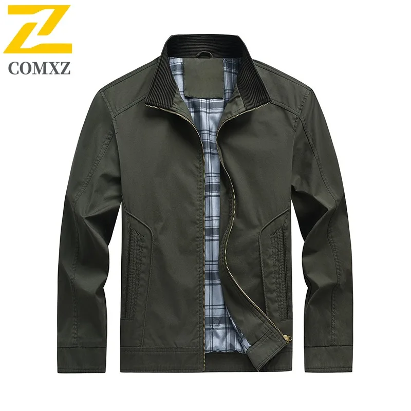 

COMXZ Роскошная мужская куртка с воротником-стойкой, удобное мотоциклетное пальто для работы на открытом воздухе, однотонное легкое осеннее новое пальто в уличном стиле