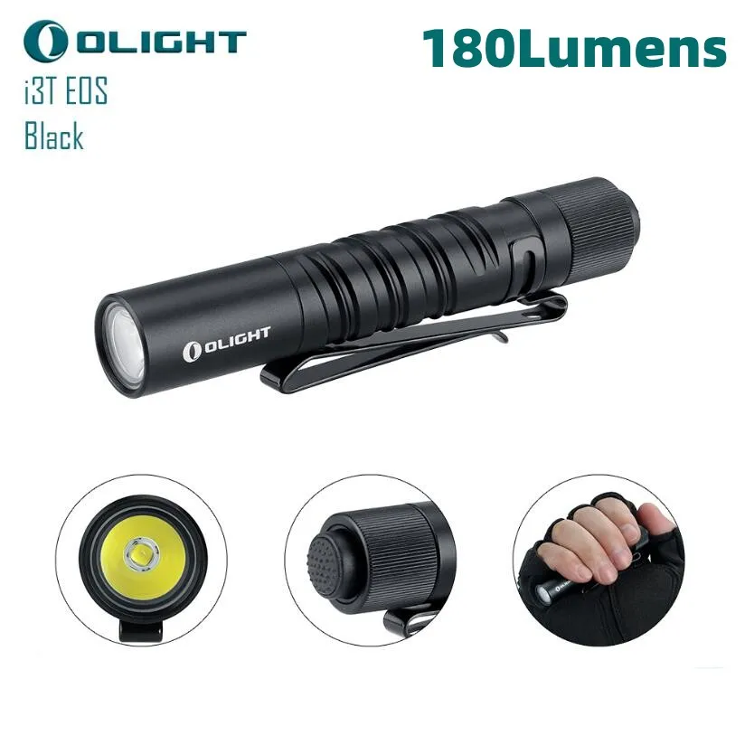 Olight I3T EOS 180 Lumens Pocket Flashlight Dual-Output Slim Small Mighty EDC Lamp Torch Mini Keychain Light With AAA Battery