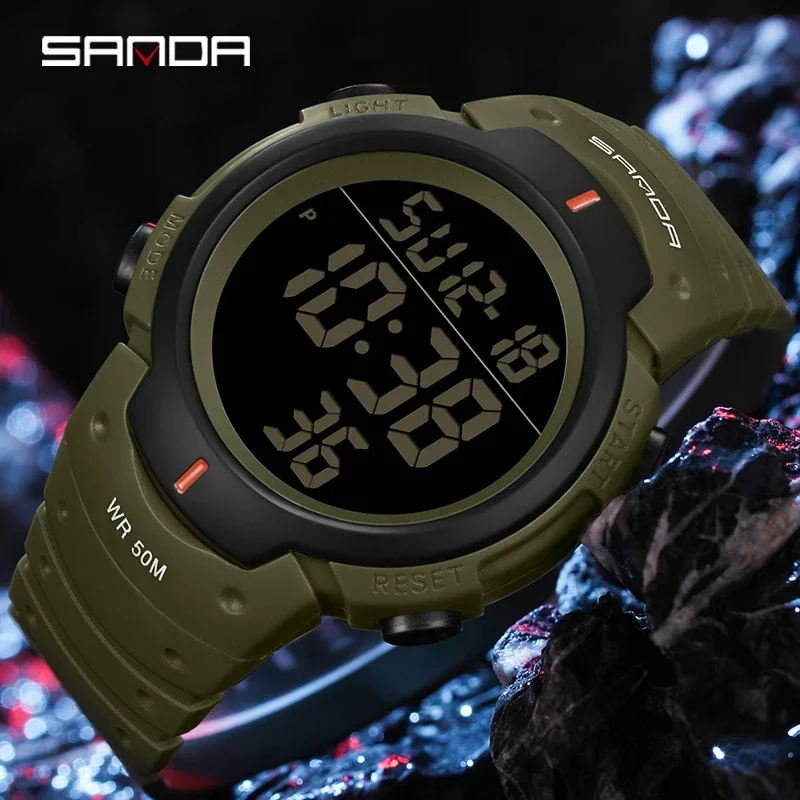 Sanda's new 269 fashion design Silincone strap digital movement alarm mode countdown sports men's clock fashion stopwatch