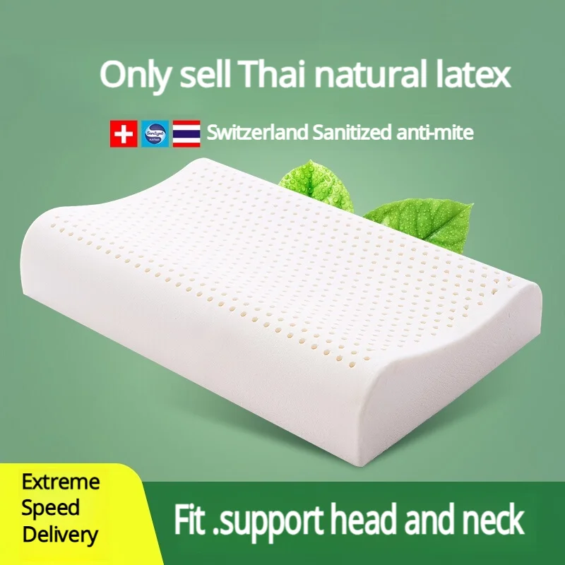 Thai Imported Natural Latex Pillow - Ergonomic Cervical Support for Deep Sleep - Perfect for  Adults  Authentic Quality for Home