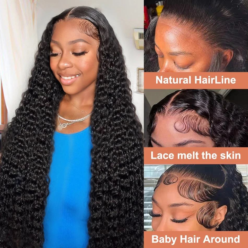 HD Lace Wig 13x4 13x6 Human Hair Pre Plucked Curly Wig 40 Inch Deep Wave Frontal Wig Water Wave Lace Front Wig Brazilian