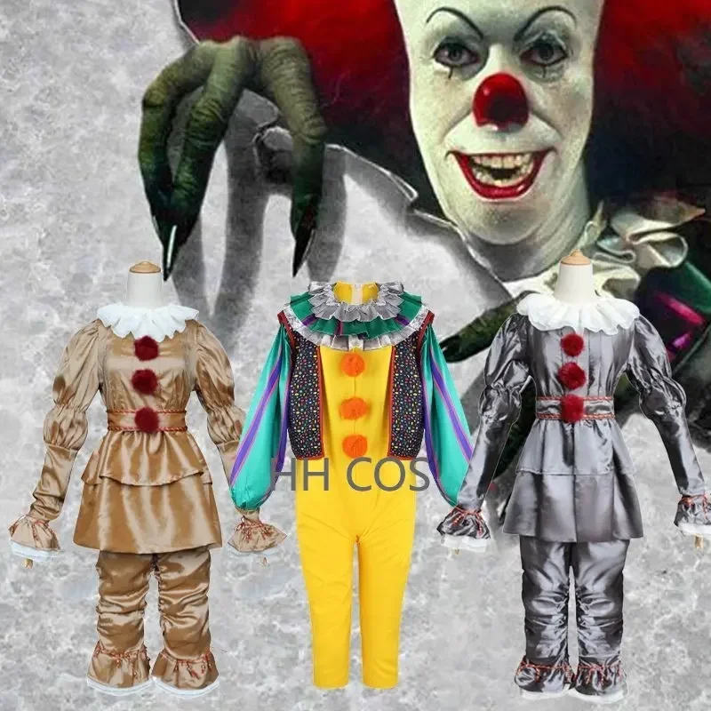 Pennywise Cosplay Costume Kid Stephen King's It Clown Suit Joker Halloween Party