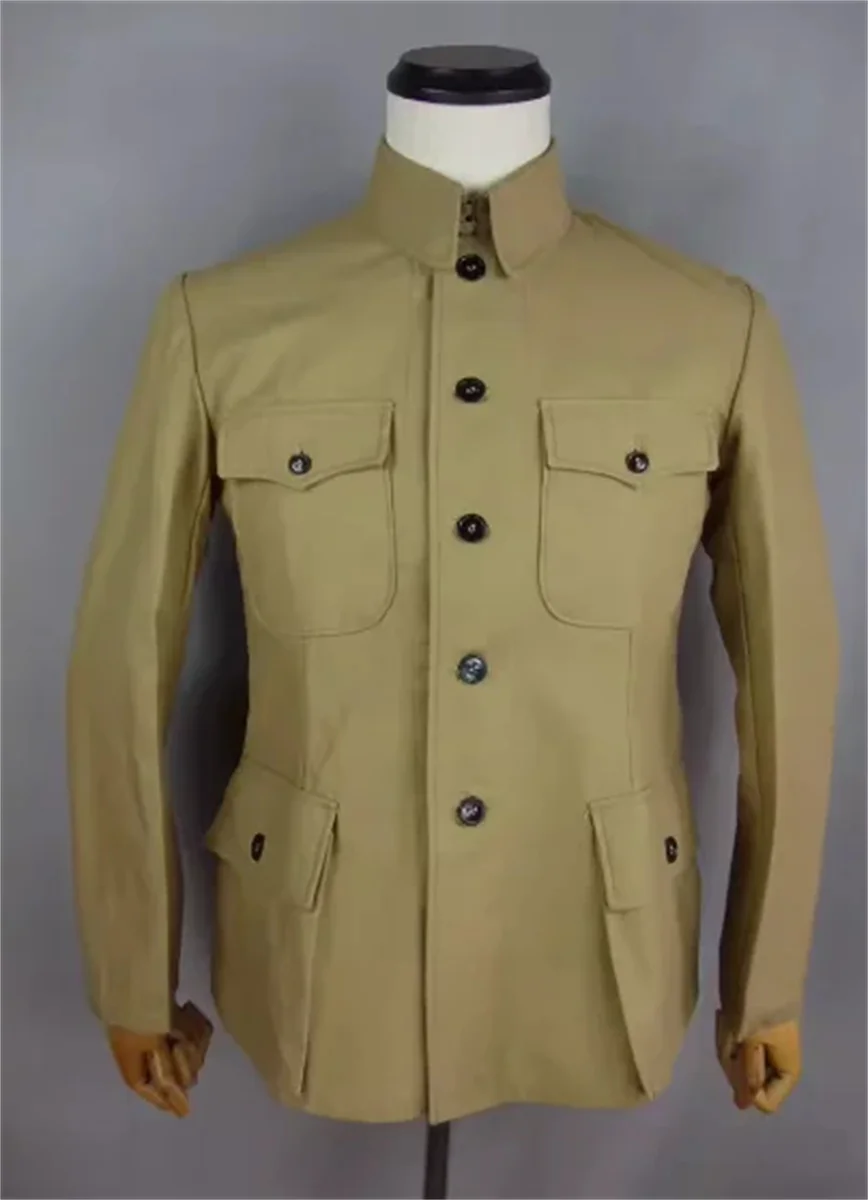 

Homemade retro khaki pure cotton spring jacket