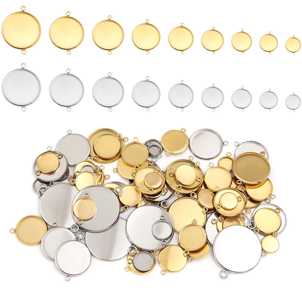 10pcs 6-30mm Round Stainless Steel Cabochon Base Tray Bezels Blank Setting Supplies For Jewelry Making Findings Bracelet Pendant