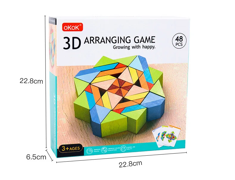 3D Houten Regenboog Blok Game Geometrische Kleur Cognitieve Educatief Monteren Bouwsteen Speelgoed Voor Kinderen Voorschoolse Vroeg Leren