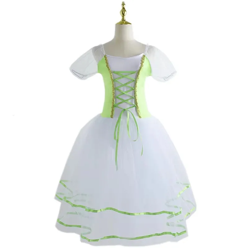 Nuevo tutú romántico Giselle trajes de Ballet niñas niño Velet vestido largo de tul vestido de bailarina de Skate vestido de coro de manga abombada