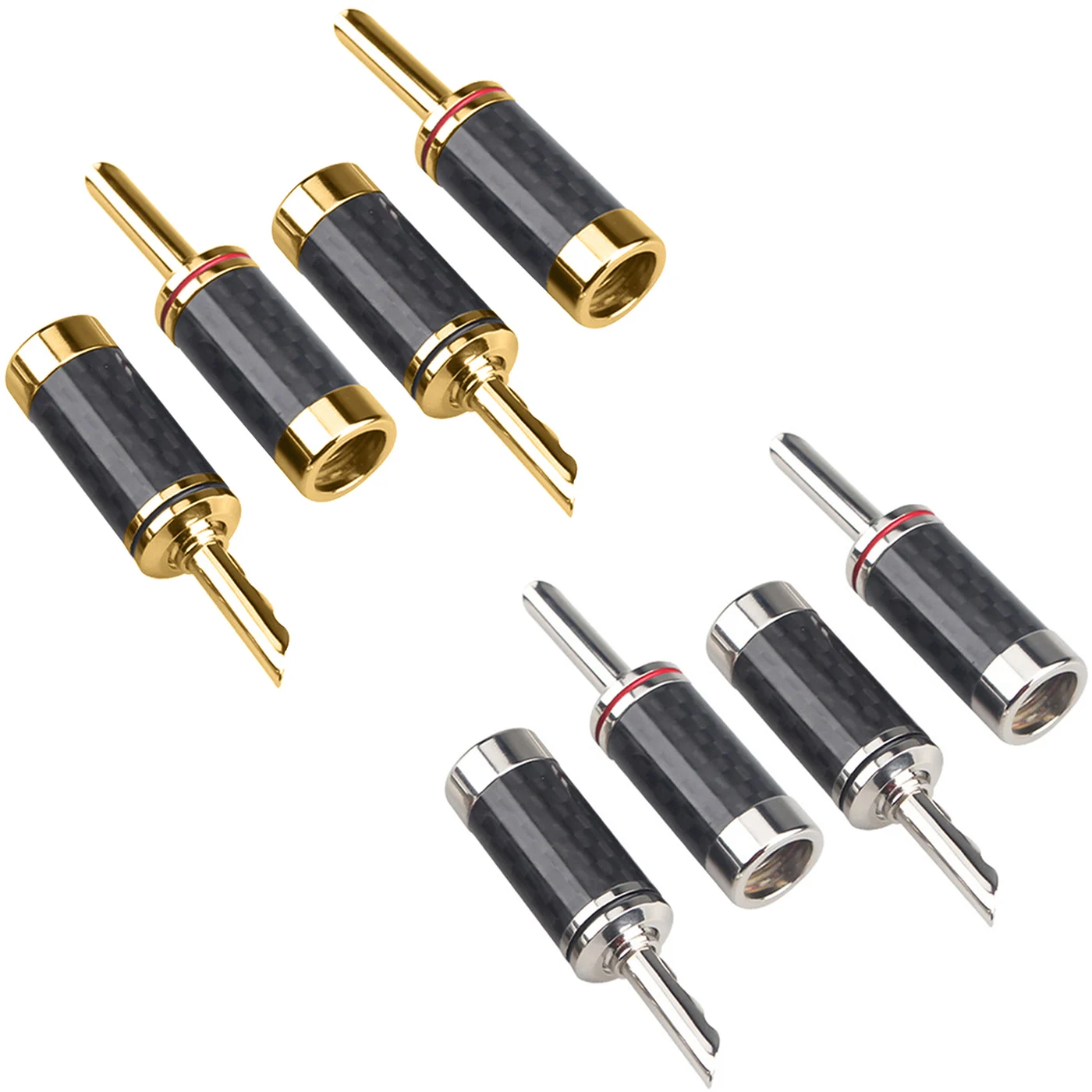 Wysokiej jakości 8 szt. Hifi BFA pozłacana/rodowana wtyczka bananowa kabel głośnikowy audio z włókna węglowego złącze bananowe