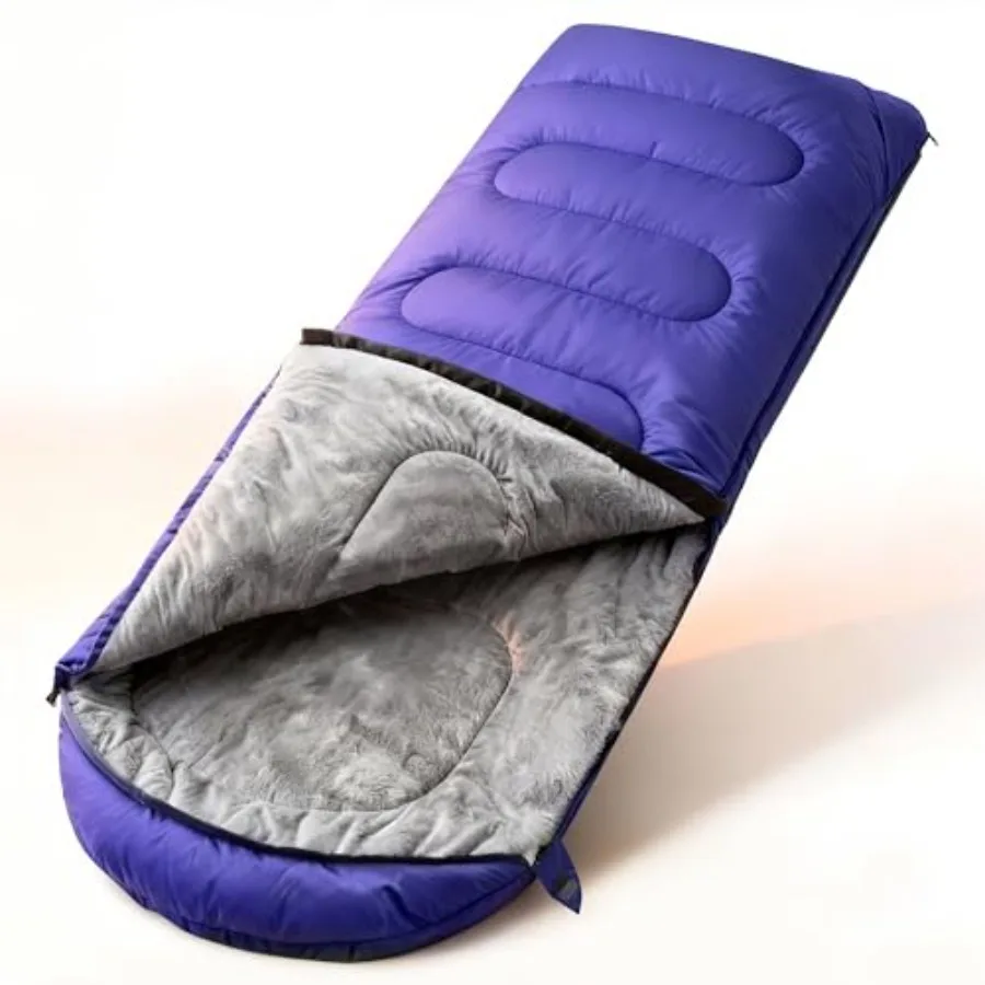 

Sleeping Bag for Adults Cold Weather and Warm Plush Fleece-Lined Interior - Portable Waterproof Windproof with Compression Sack