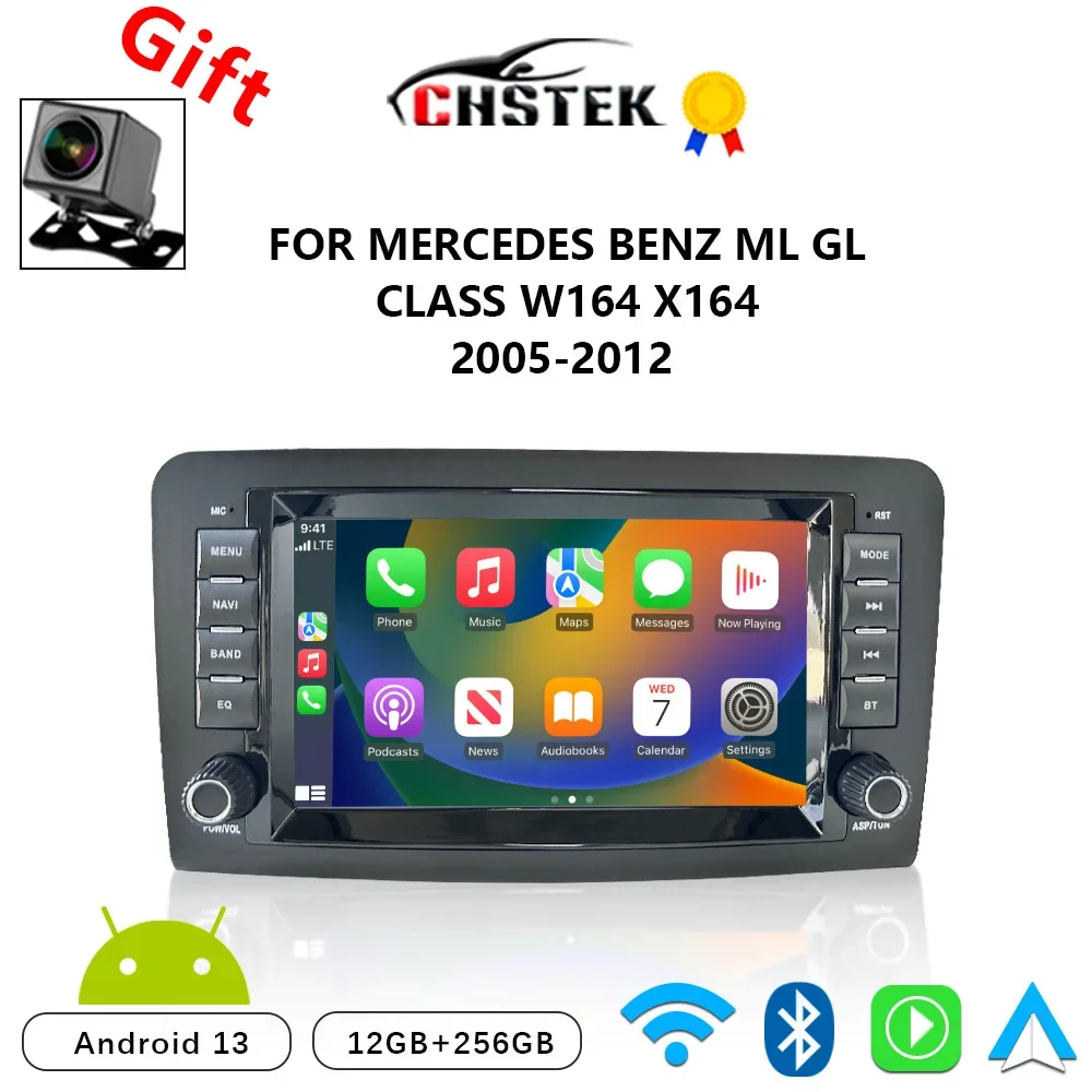 CHSTEK Car Radio Android 13 Carplay For Mercedes Benz GL/ML-Class X164 W164 W300 G320 2005-2012 Multimedia Bluetooth WIFI 4G GPS