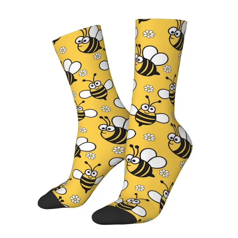 Custom Cute Little Bees Men's Crew Socks Unisex Fun 3D Printing Dress Socks - view 2