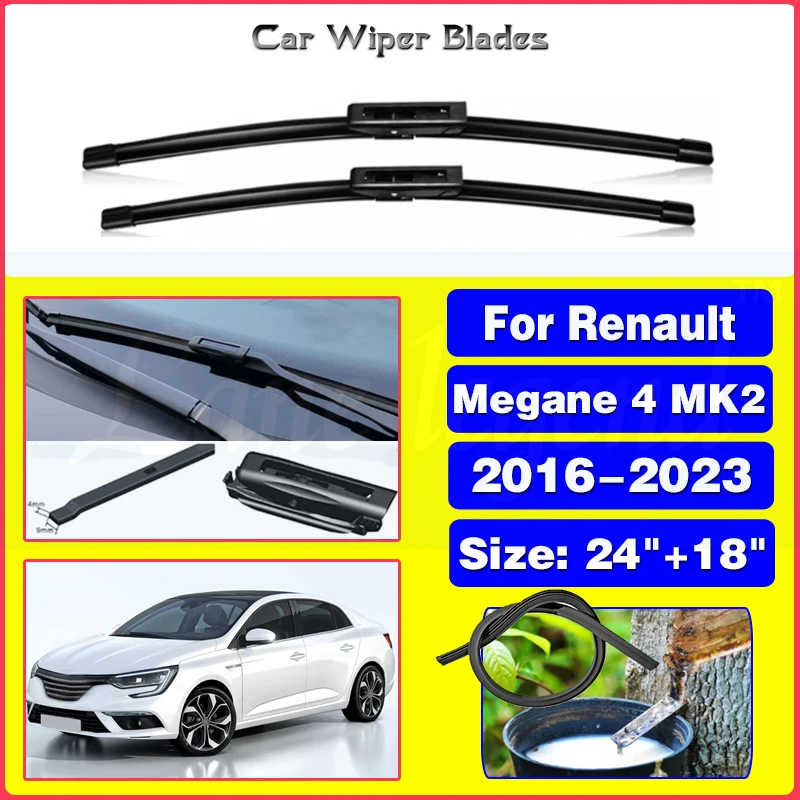 Wiper LHD Front Wiper Blades For Renault Megane 4 MK2 2016 - 2023 Windshield Windscreen Window Car Rain Brushes 24