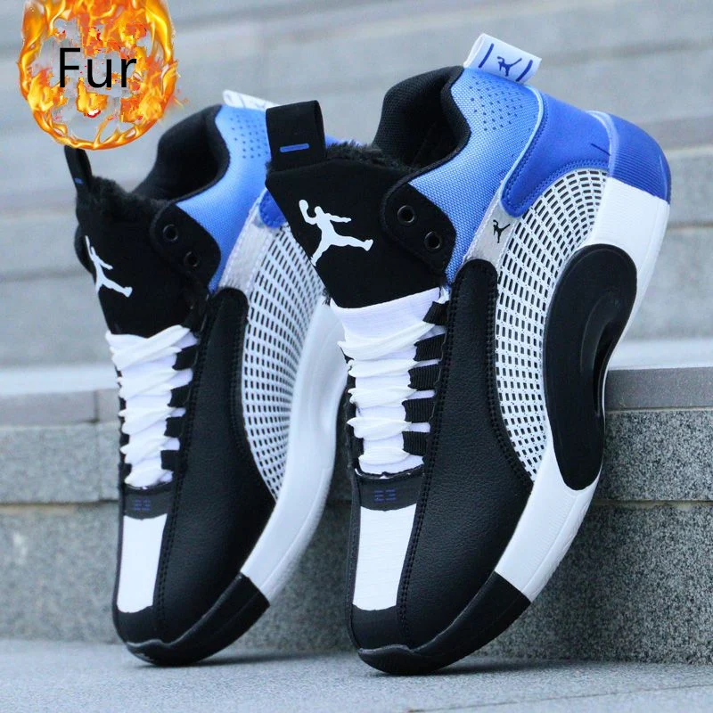 New Winter Basketball Shoes for Men Keep Warm Non-Slip Outdoor Sports Shoes Fur Gym Training Athletic Basketball Sneakers Women