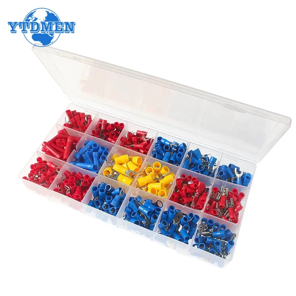 520PCS Assorted Spade Terminals Insulated Cable Connector Electrical Wire Crimp Butt Ring Fork Set Ring Lugs Rolled Kit