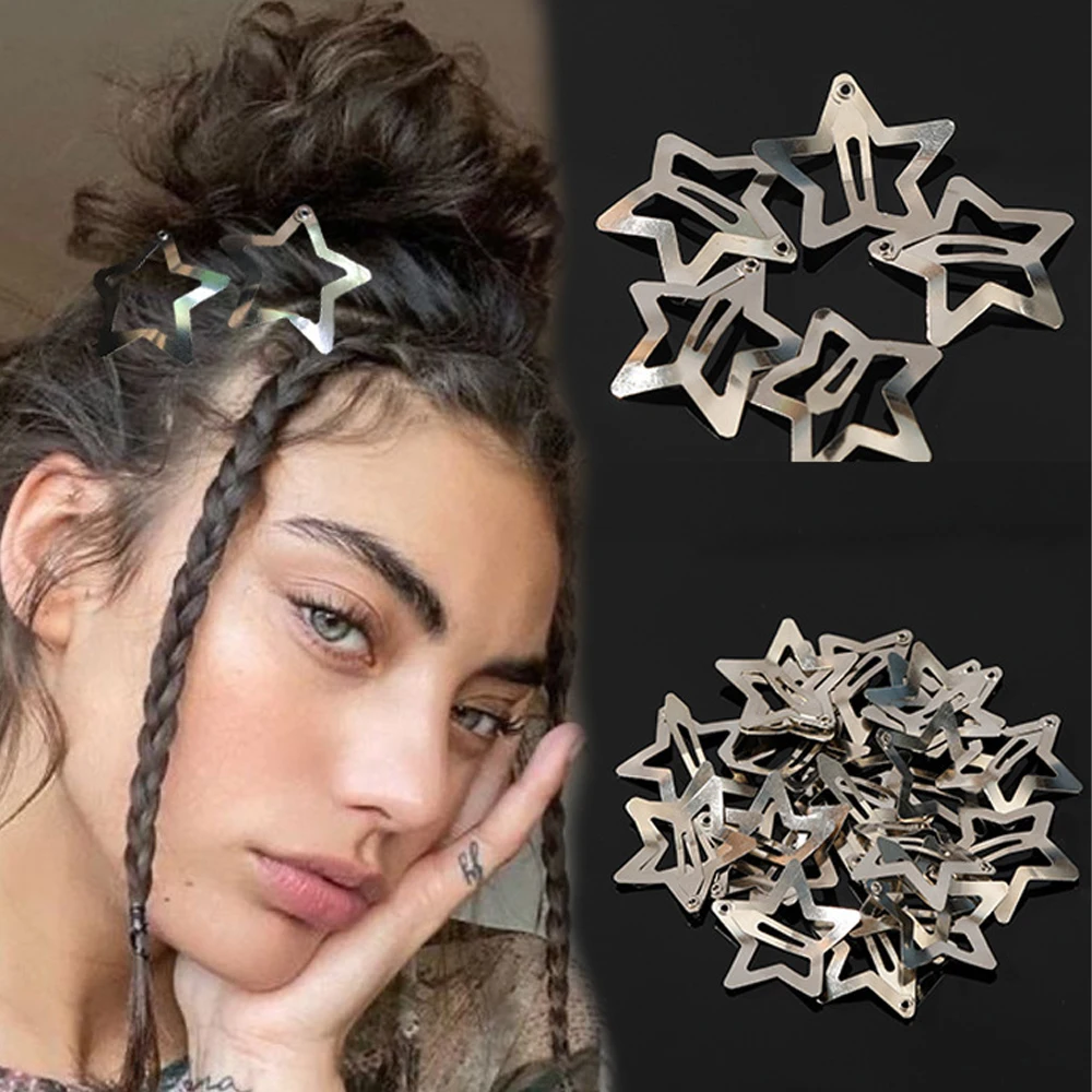 10/20/30/40/50/60/70/80/90/100pcs Silver Star BB Hair Clips Metal Snap Clip Hairpins Barrettes Hair Grip wig Hair Accessories