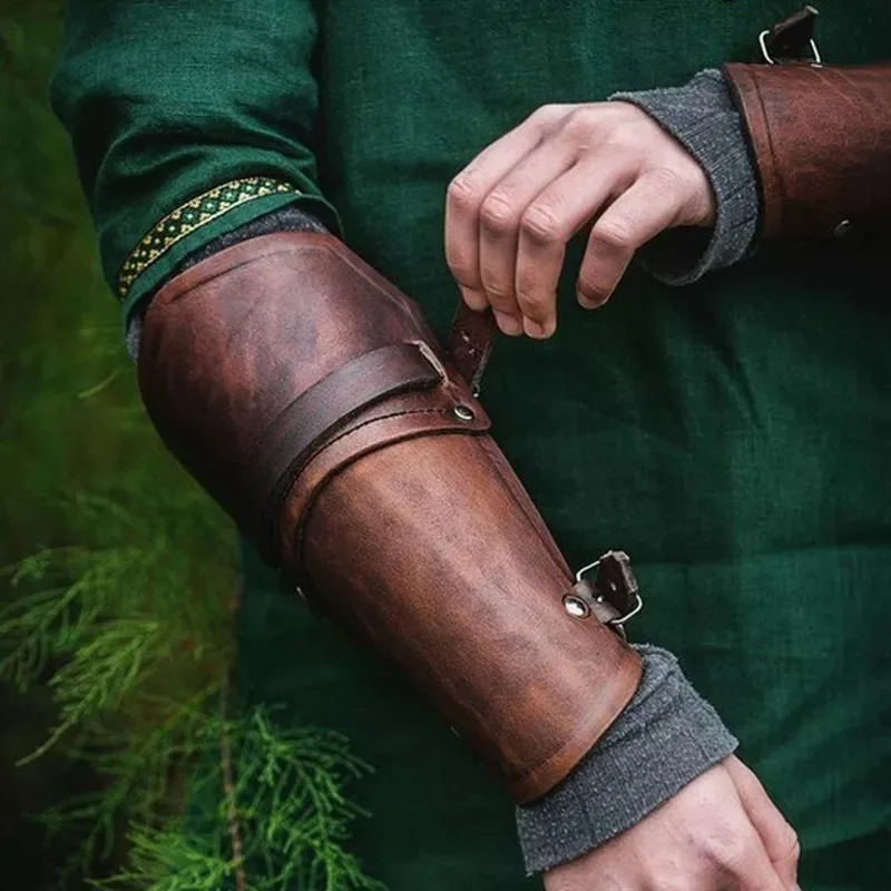 

Medieval Viking Pirate Knight Arm Guard Armor Bracer PU Leather Wristband Vambrace Gauntlet Cosplay Costume LARP Halloween Props