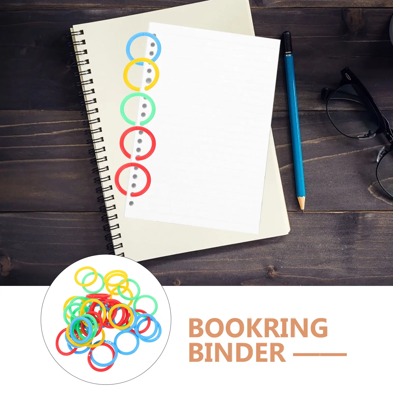 40Pcs DIY Binder Rings Plastic Colorful Book Clips for Loose Leaf Binders Keychains Organizers Calendars and Handmade Craft