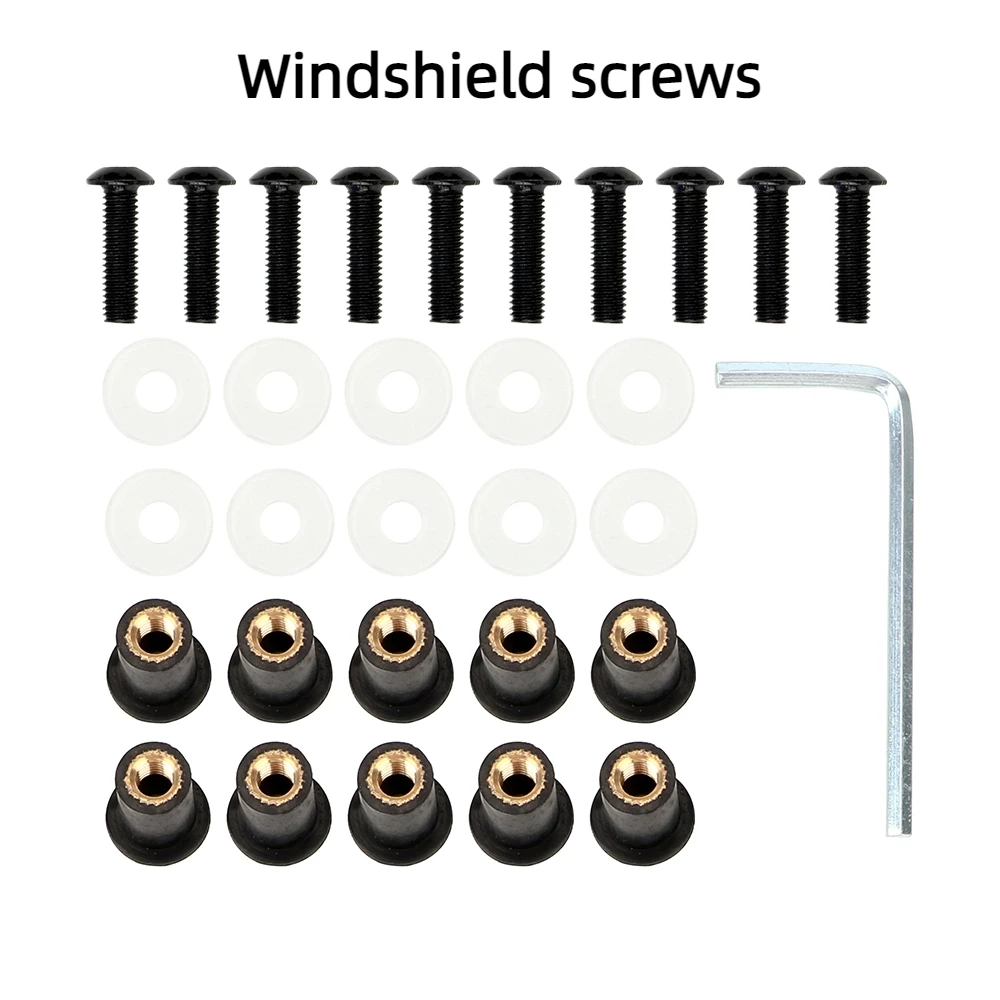 

Установки экрана обтекателя, гайка, болт, шайба, винт, комплект Fasterner для лобового стекла мотоцикла M5 x 15 мм, универсальный, 10 шт./компл.