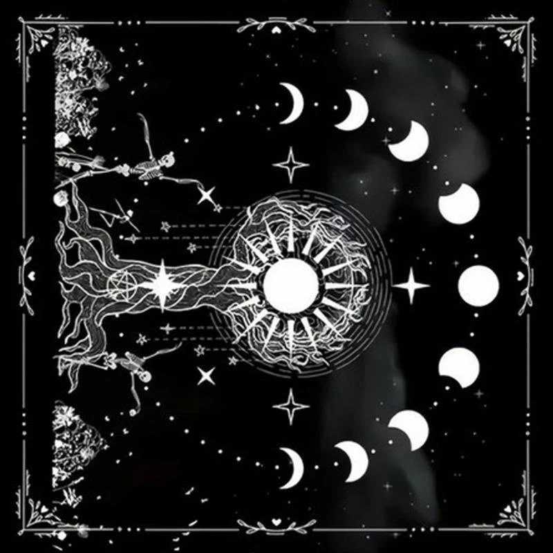 

K0EF Astrologys Tarots Cloth Squares Pendulums Divination Altar Tablecloth Board for Tarots and Cards Game