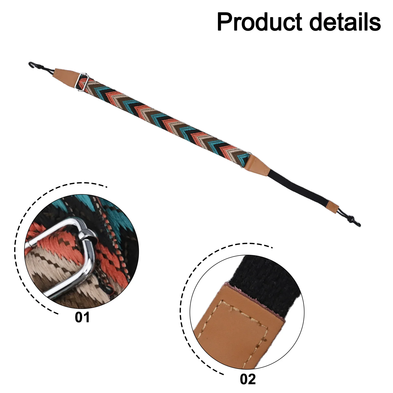 Nylon Ukulele Strap with Hook Adjustable Length 97cm~141cm Ethnic Style 3 8cm Width Perfect for Ukulele Lovers
