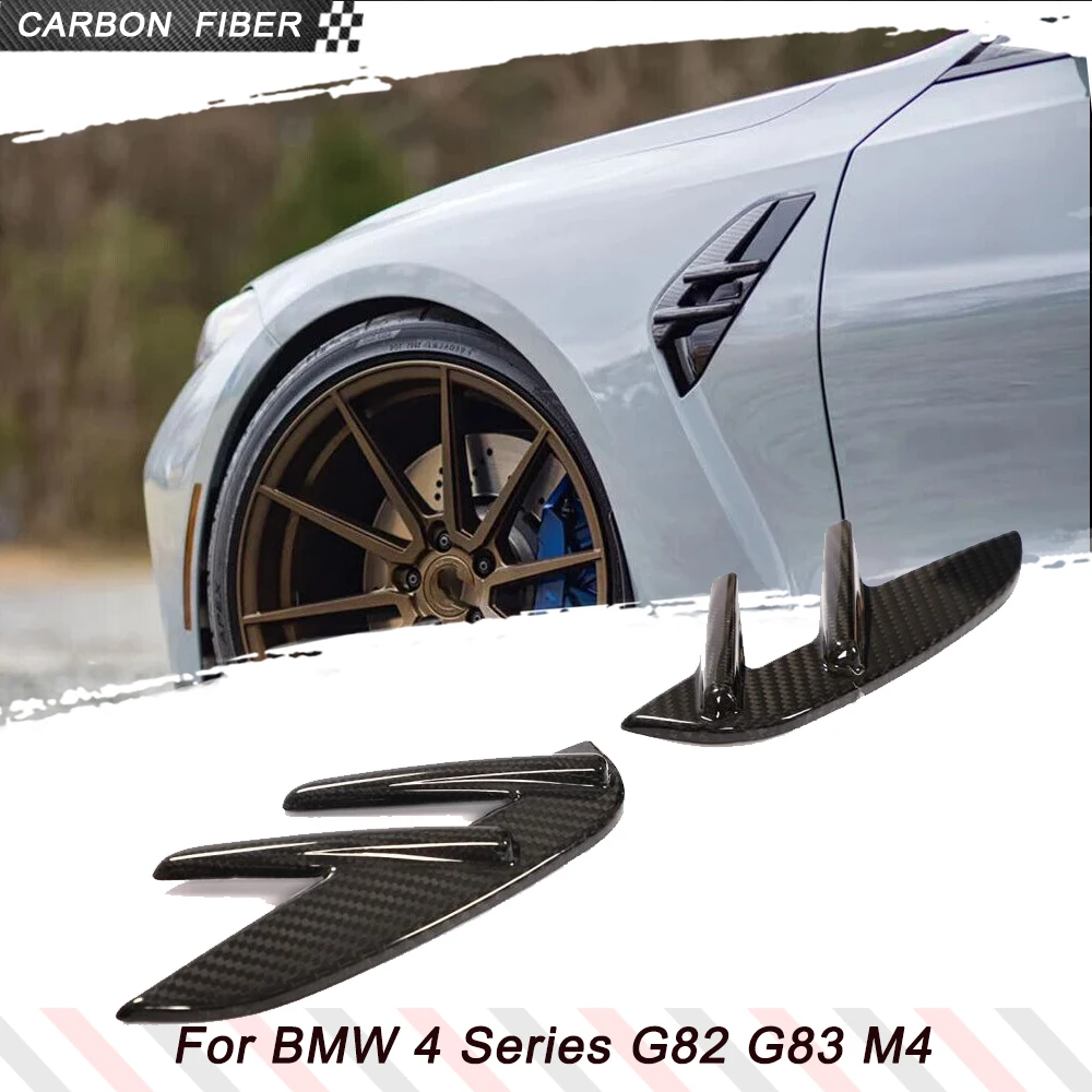 

Сухой карбоновый передний боковой крыло автомобиля, накладки на вентиляционное отверстие для BMW 4 серии G82 G83 M4 2020-2023, плавники переднего бампера, разветвители вентиляционного отверстия