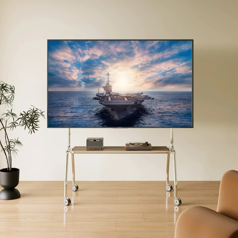 Movable Bracket Stainless Steel Household Wheel Cart Bedroom Living Room Vertical Floor Adaptation 32-65 55-85 Inches TV Stands