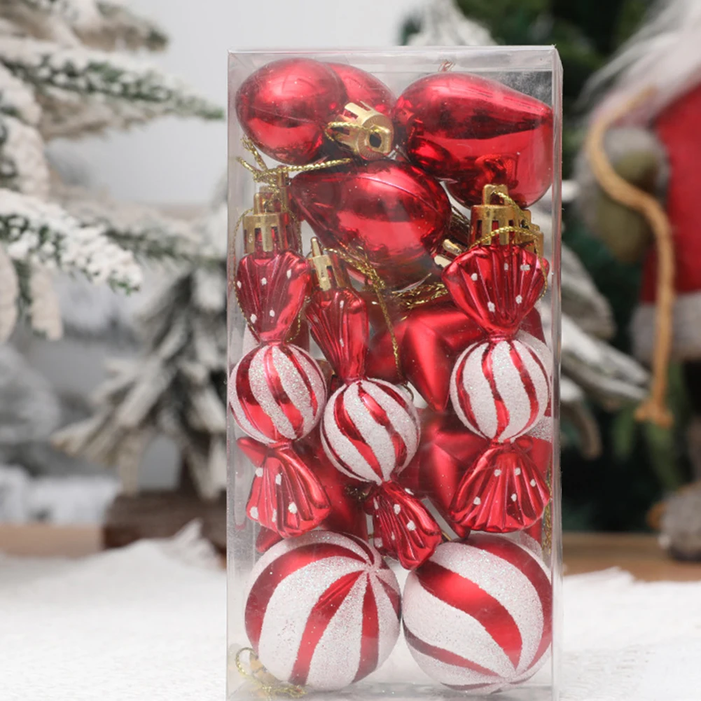 Christmas Tree Balls Red Candy Cane Hanging Ornament Big Pendants Set Christmas Decorations For Home 2024 Natal Navidad New Year