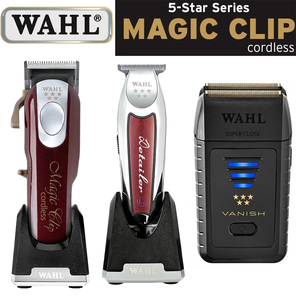 ماكينة قص الشعر الاحترافية للرجال، WAHL 5 Star Series مشبك سحري لاسلكي بتفاصيل Li، ماكينة حلاقة للتلاشي للحلاقين والمصممين