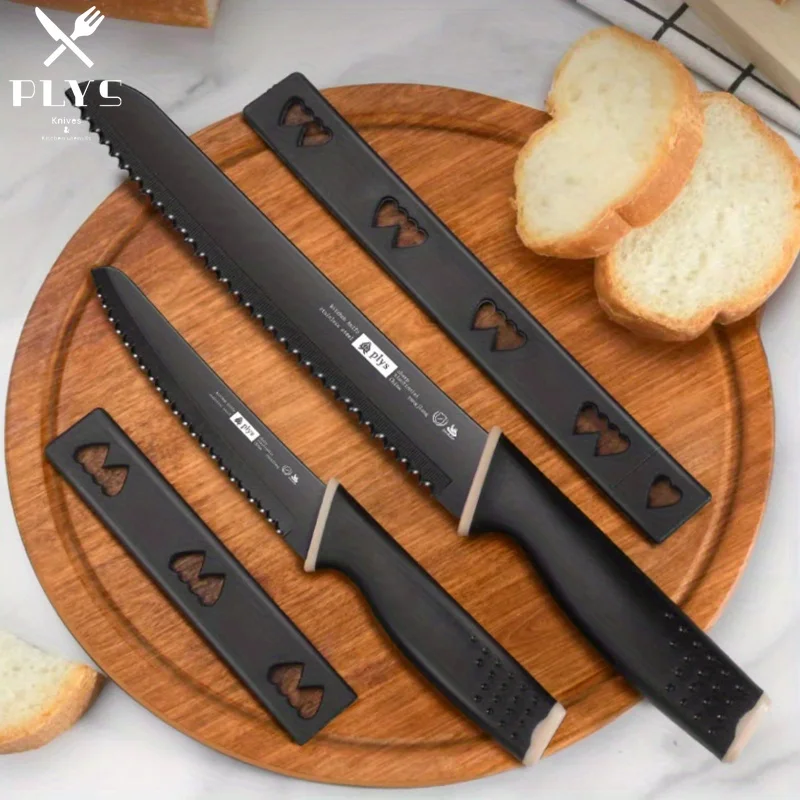 PLYS 2 Piece Bread Knife Set Stainless Steel Serrated Knife Home Slicing Bread Specialized Knife Kitchen Toast Sandwich Knife