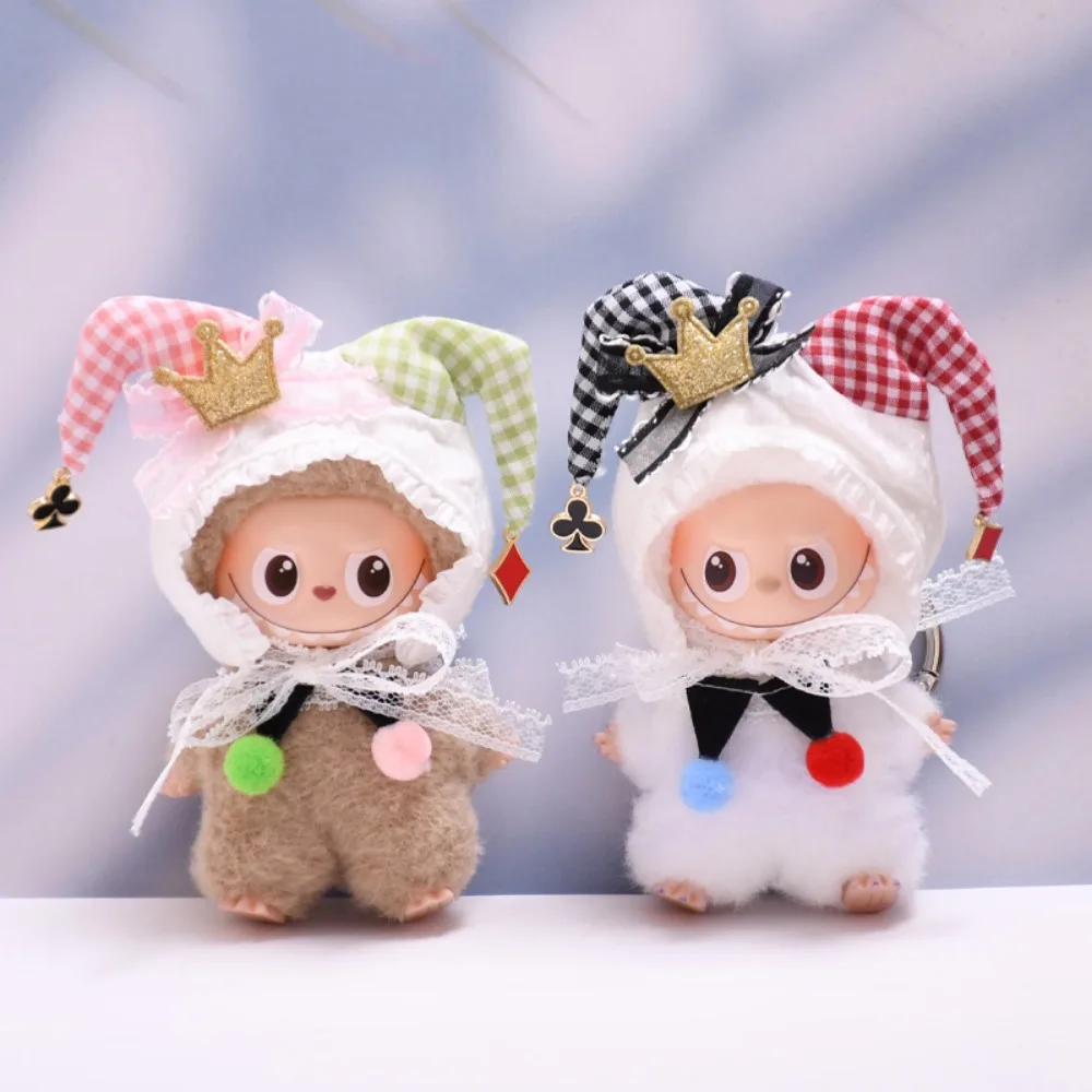 

For 10cm Labubu V4 Doll Clothing Clown Suit Clothes Dress Up Dolls Accessories Changing Dress Sitting Party Game Gift Toys