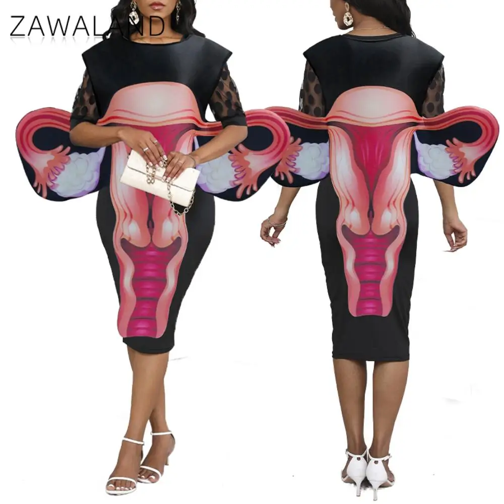 

Zawaland Women's Uterus Print Costume Unique Anatomy Graphic Outfit Halloween Oragn Themed Dress Up Adult Holiday Disguise Suit