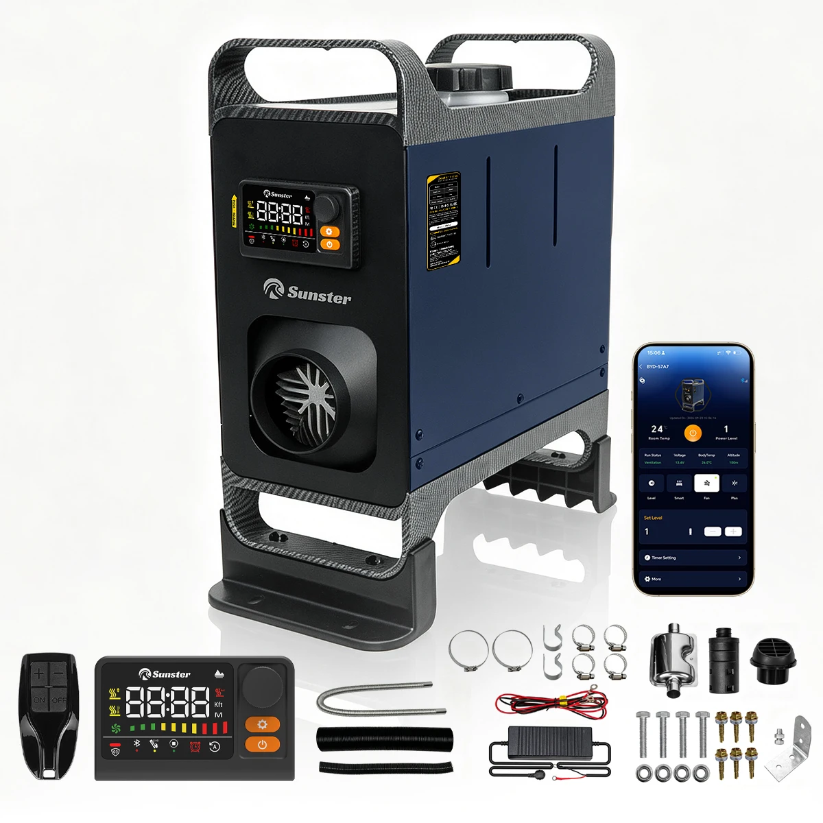 8KW Diesel-Lufterhitzer 12V/24V 110-240V Dual-Power Tragbar mit Griff Schnellheizung Geräuscharmer Standheizer APP LCD für Camping Wohnmobil