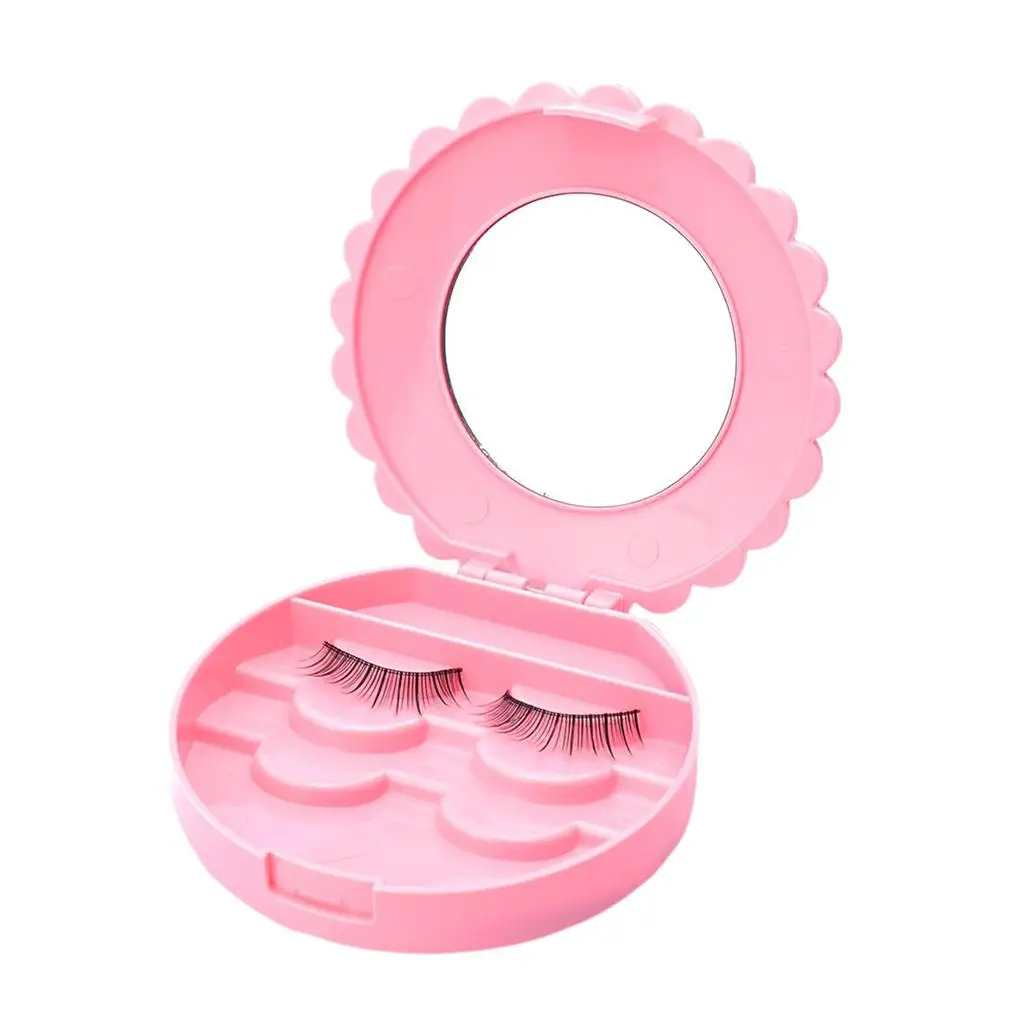 2xPink Protable False Eyelashes Carrier Container Storage Case Lash Holder Box