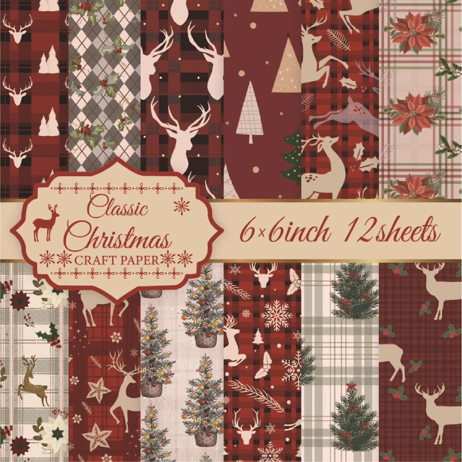 New Christmas Scrapbook Paper DIY Handmade Craft Paper Watercolor Floral Pattern Journal Sticker Decoration Stationery Supplies