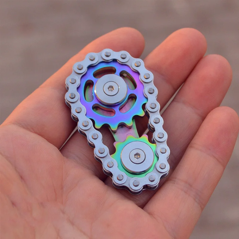 Metal Chain Spinner Fidgets Metal Flywheel Fingertip Gyro Toys Anti Stress Sprockets Flywheel Fingertip Gyro Decompression toys