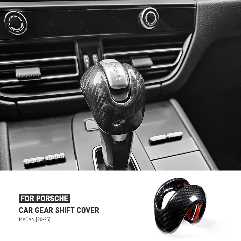 

For Porsche Macan 20-25 Real Carbon Fiber Car Gear Shift Knob Console Head Protection Cover Stickers Parts Interior Accessories
