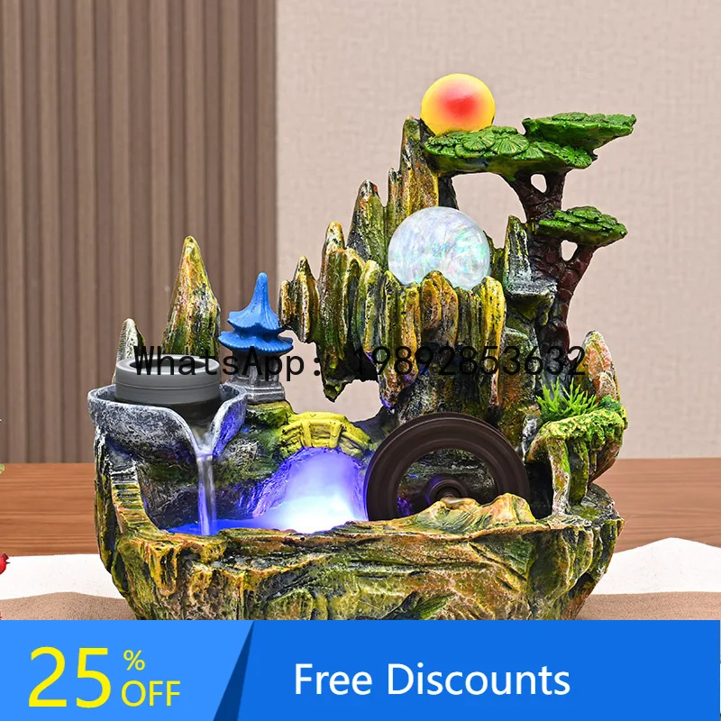 

CZ Fountain Circulating Water Wealth-Attracting Desktop Flowing Water Landscape Feng Shui Wheel Decorative Ornament