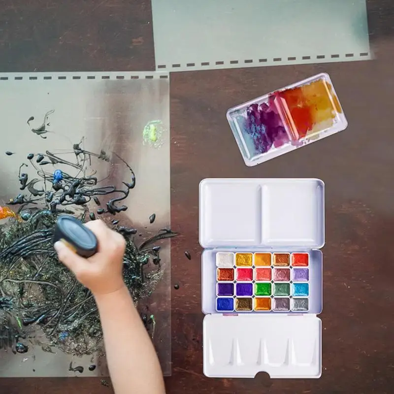 Water Paint Set Color Changing Watercolor Set 20 Color Changing Watercolor Paint Set Multifunctional Watercolor Solid Paint Set