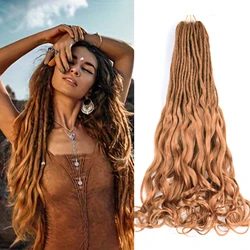 26inch Synthetic Dreadlocks Handmade Crochet Hair End With French Curly Braiding Hair Goddess Locs For women Ombre Braids Brown