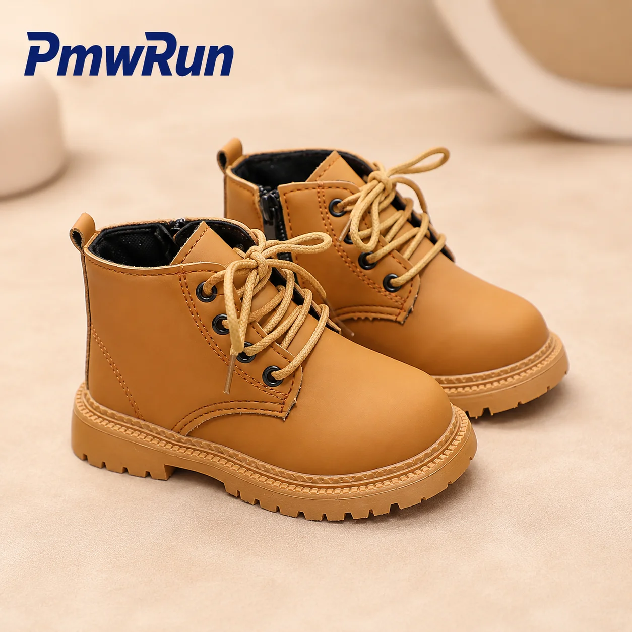 

PU Leather Fashion Boots For Children Solid Color Waterproof Kid's Boots Anti-slippery Outdoor Boy's Girl's Autumn Boots