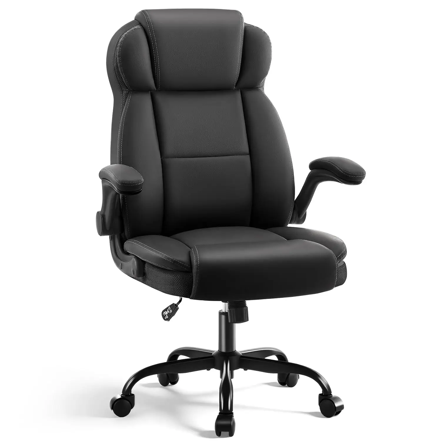 Ergonomic High Back Office Chair PU Leather Flip-Up Armrests Lumbar Support Swivel Desk Chair Home Gaming, Customized