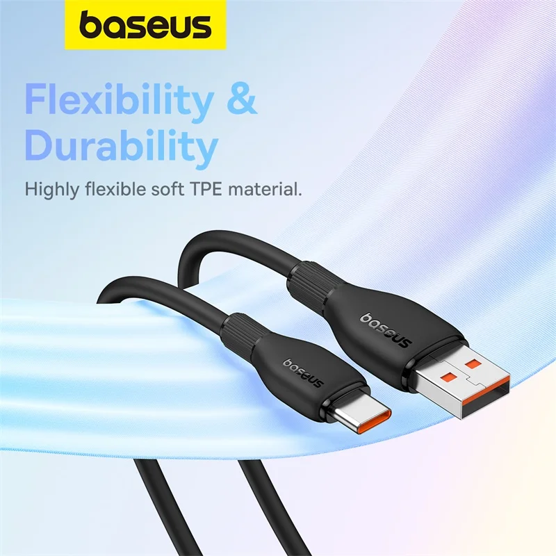 Baseus USB C 타입 케이블, 화웨이 아너, 샤오미, 삼성 슈퍼 차지, 고속 충전, USB C 충전기, 데이터 케이블 와이어 코드, 66W, 100W