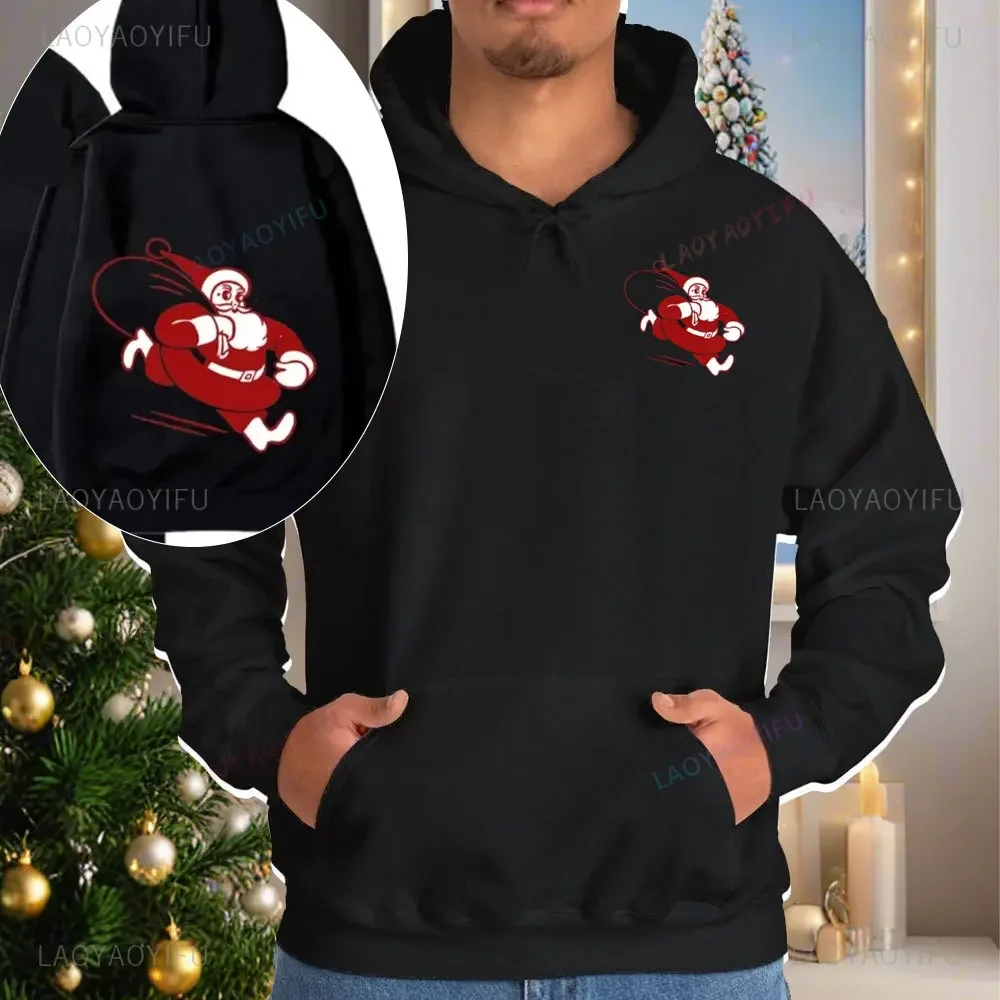 

2024 Merry Christmas Hoodie Skateboard Santa Graphic Sweatshirt Happy New Year Unisens Costume Party Holiday Hip Hop Jumper