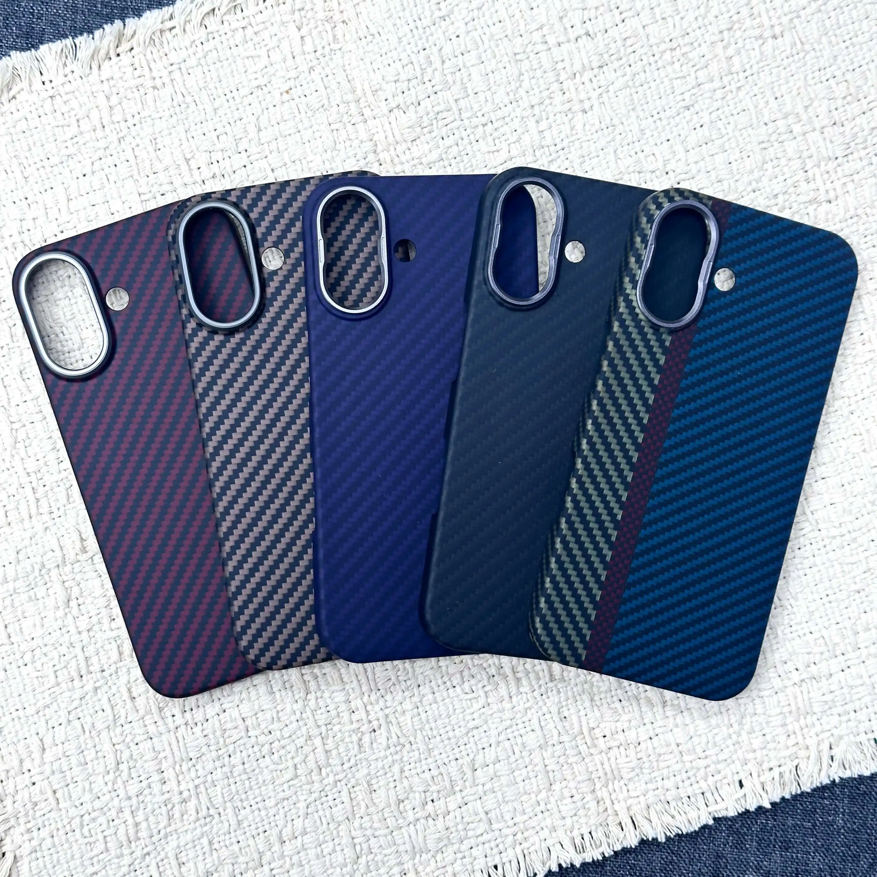 For iPhone 16 Kevlar Aramid Fiber Case, 600D /1500D Twill Weave, Magnetic Magsafe Cover, Ultra Thin Lightweight Shockproof