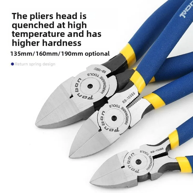 Blue Electricians Pliers Tools Electrician Hand Tool Carbon Steel Electrical Wire Cable Cutters Side Snips Flush Nipper Home