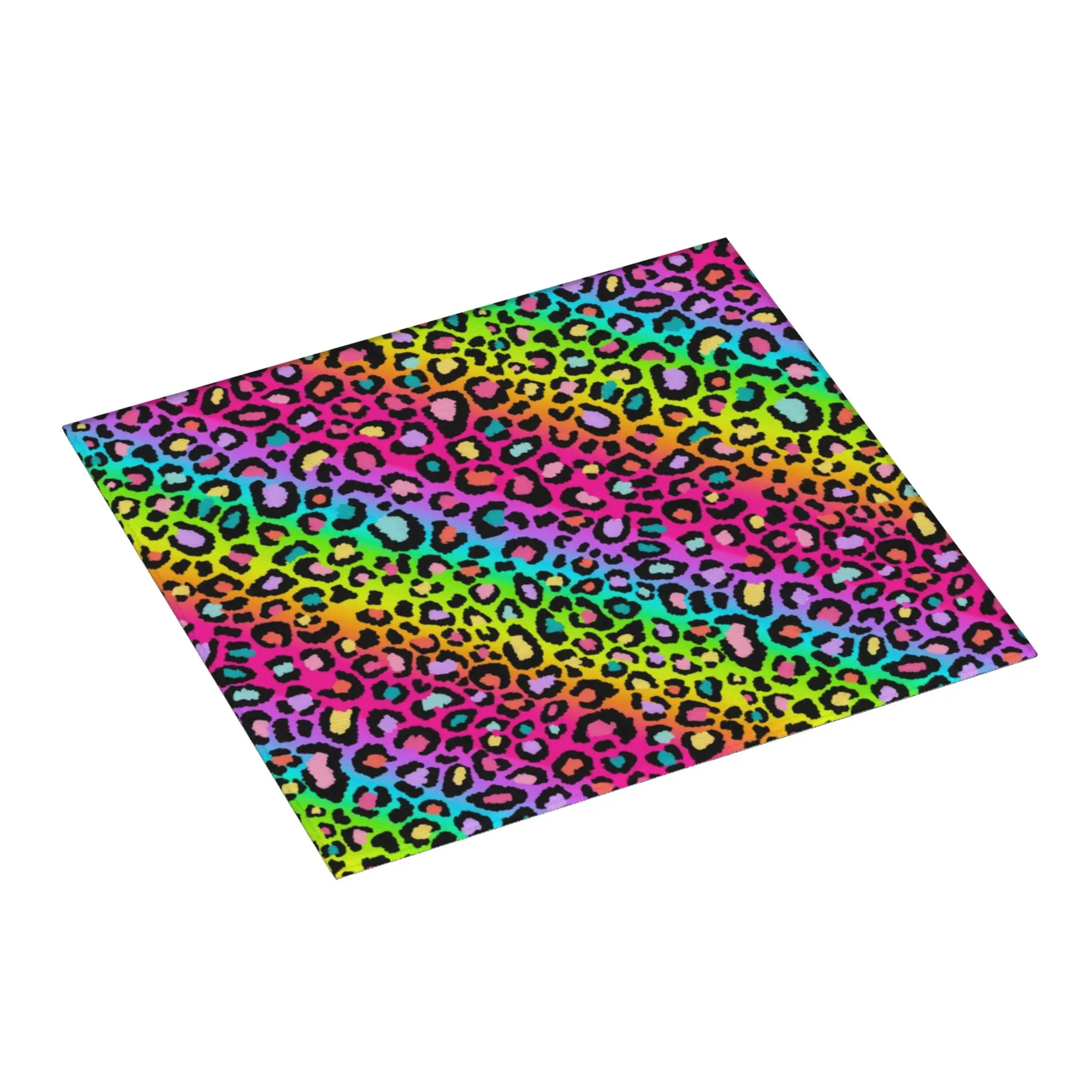 Rainbow Leopard Animal Print Non‑Slip Waterproof Absorbent Barware Tableware Oil Proof Reusable Bathroom Drying Mat For Kitchen