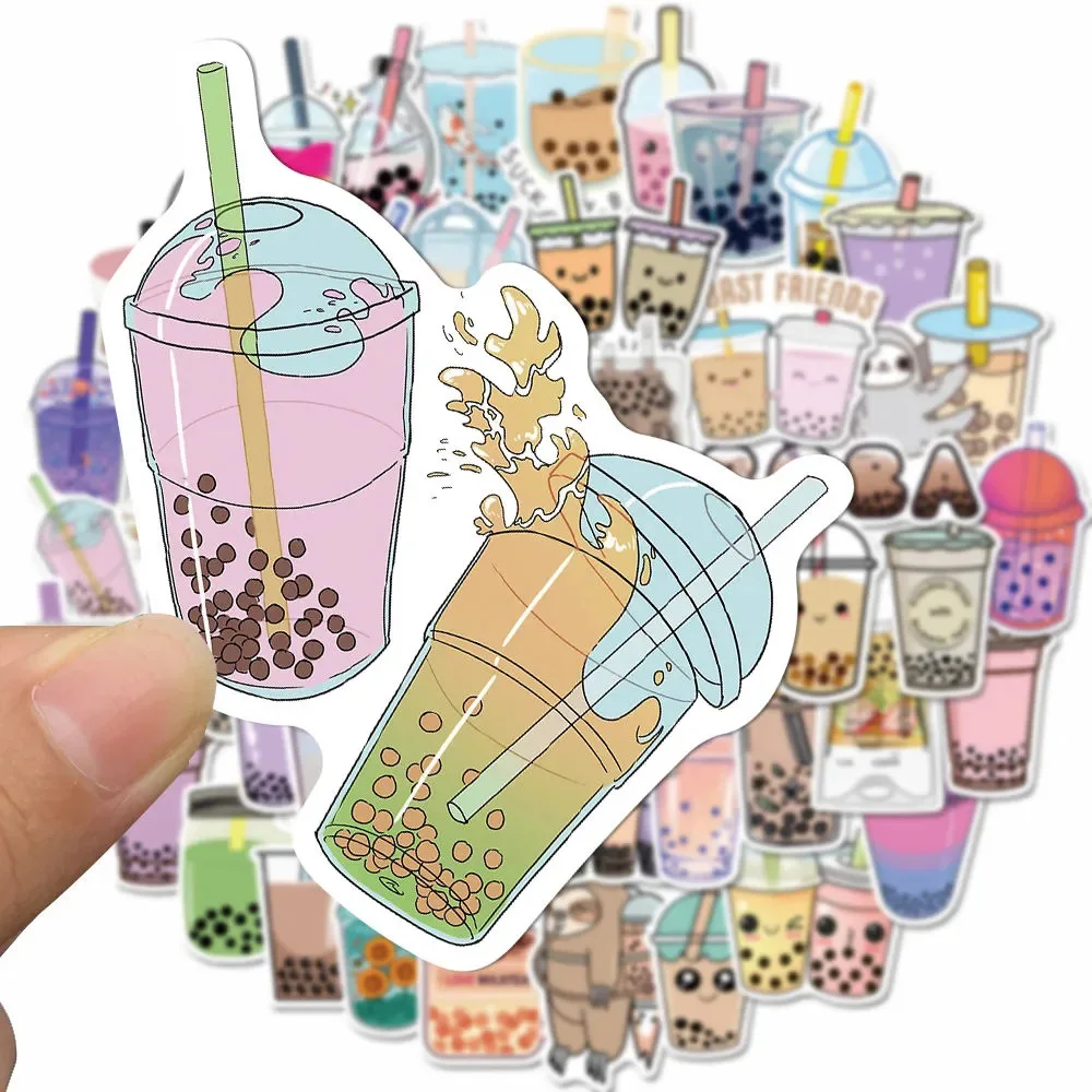 10/30/50pcs Cute Pearl Milk Tea Stickers Bubble Tea Drink Cartoon Decals for Kid DIY Laptop Water Bottle Kawaii Sticker Toy Gift