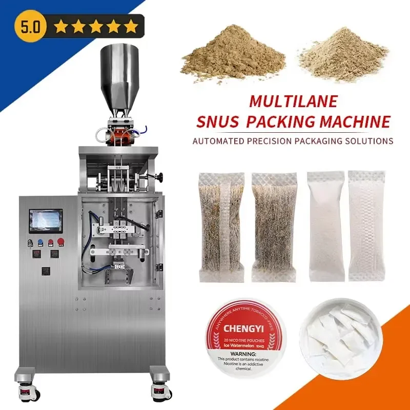 High Speed Swedish Automatic Multilane 0.5g Non-woven Filter Paper Sachet Bag Can Filling Snus Nicotine Pouch Packing Machine