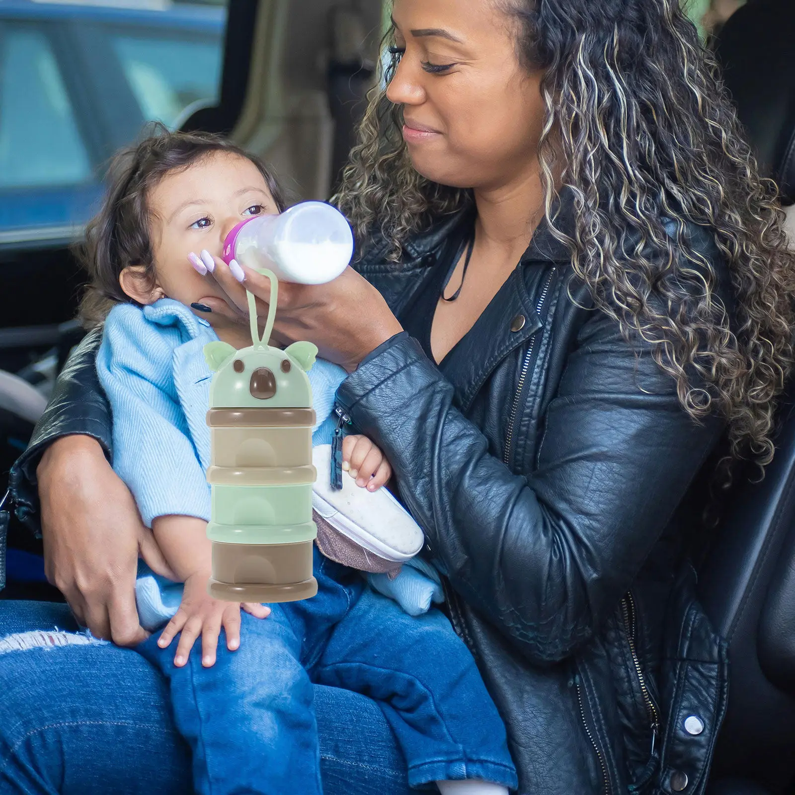 

Baby Milk Powder Formula Dispenser 3 Layer Stackable Container Portable Spillproof Travel Snack Storage Box for Toddlers