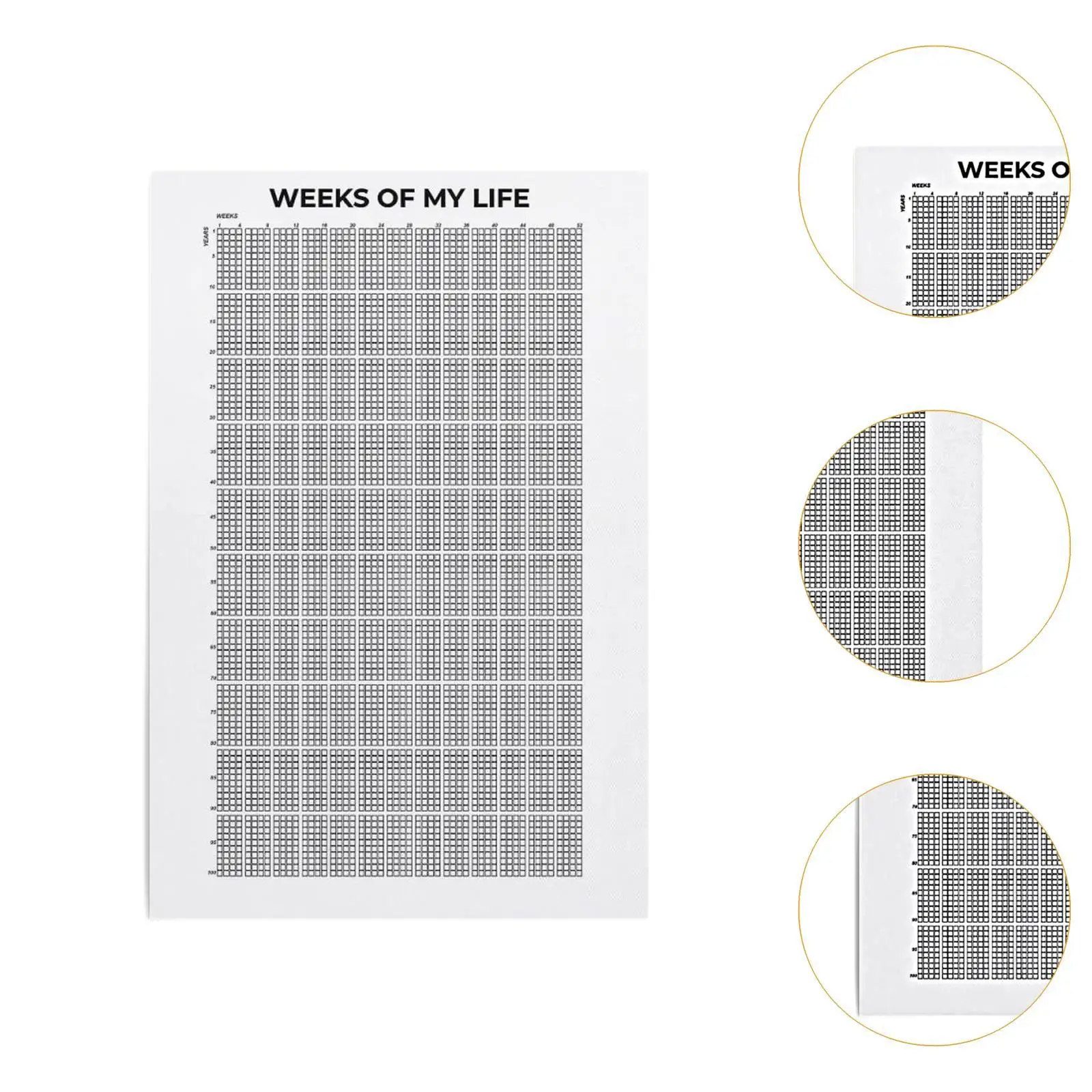 Weeks of My Life Calendar Wall Art Week Minder Home Decoration No Frame Poster for Bedroom Office Kitchen Study Room Living Room